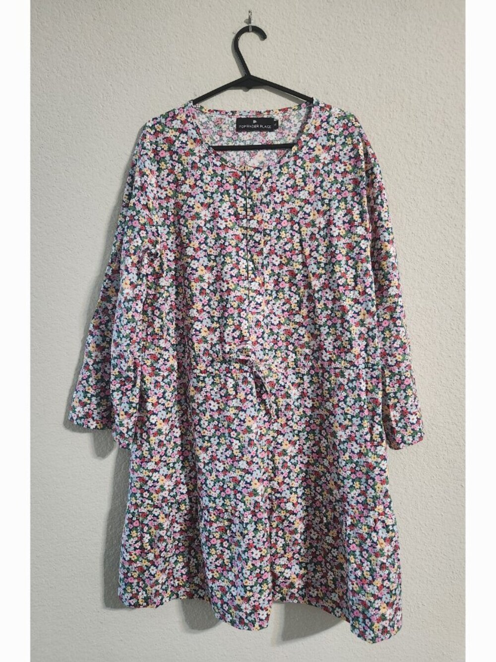 Pomander Place Ditsy Floral Print Lucy Mini Dress Tiered Skirt Tie Waist size XS